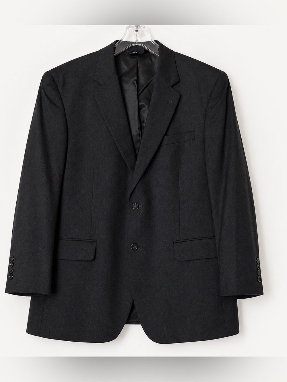 JOS A Bank 42R Blazer Wool Cashmere Sport Coat Black Classic 2 Button Mens